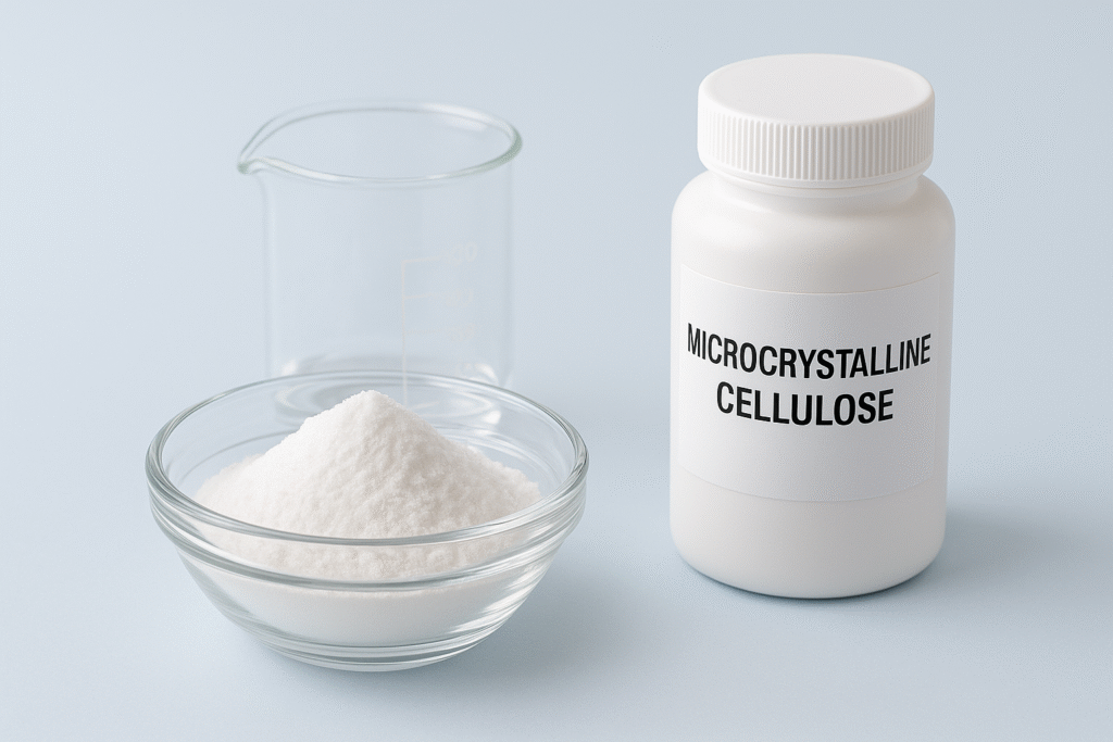 Microcrystalline Cellulose powder used in food and pharma applications